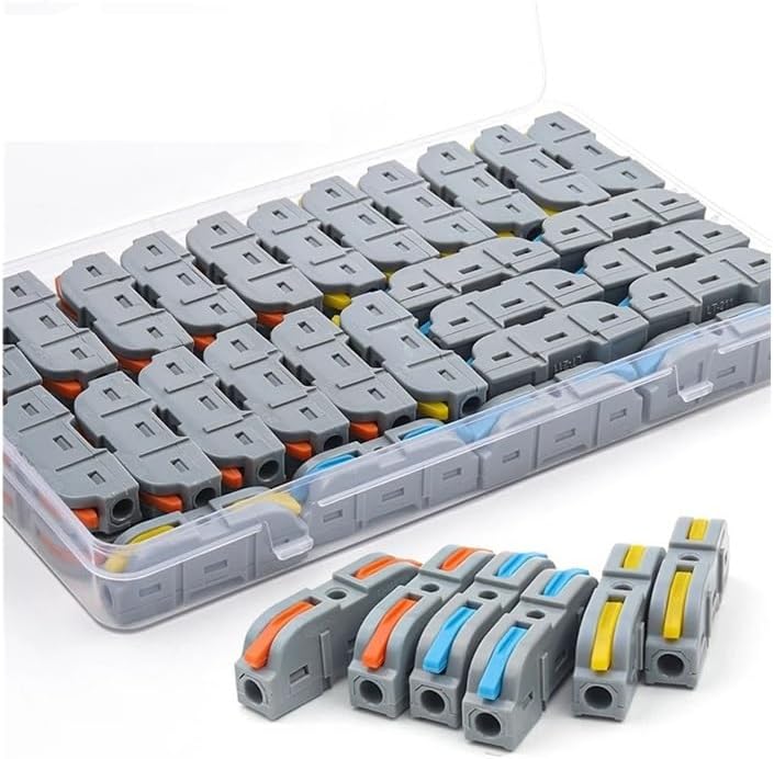 50PCS Lever Wire Nut Connectors 1Way Inline Conductor Compact Wire Connectors Electrical Splicing Connectors for Home (Boxed NC-221T)