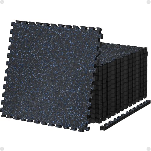 AIRHOP 0.79in Thick 24 Sq Ft Exercise Equipment Mats, 6 Tiles Upgraded Rubber Top with High Density...