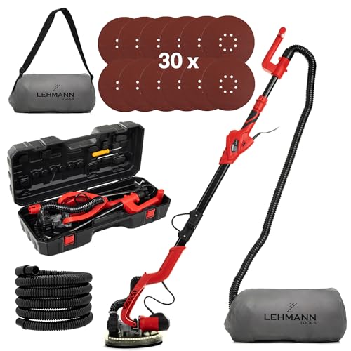 LEHMANN lijadora para paredes y techos con LED y mango telescópico | Lijadora con sistema de...