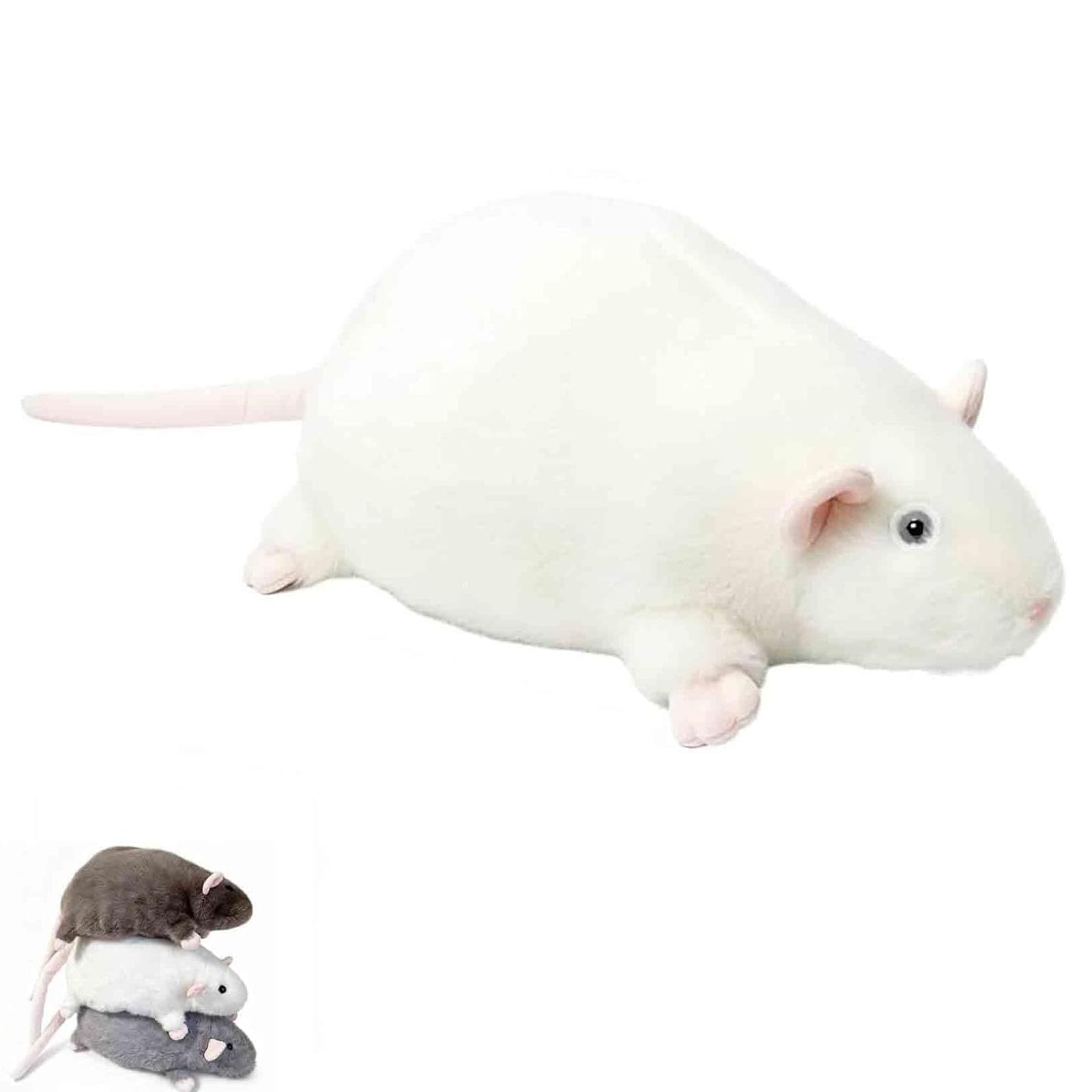 Ysaca Chonky Rat Plush, Realistic Cute Fat Rat Stuffed Animal, Soft Jumbo Chubby Plush Pillow for Bed Sofa Room Decor, Huggable Gift for Adults (White, 90cm)