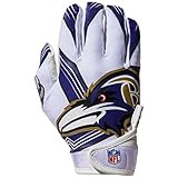 Franklin Sports Baltimore Ravens Youth NFL Football Receiver Gloves - Receiver Gloves for Kids - NFL Team Logos and Silicone Palm - Youth S/XS Pair