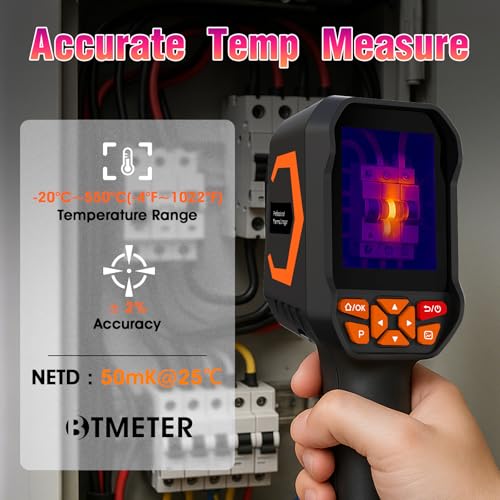 Image of BTMETER Thermal Camera - Infrared Temperature Imager 200,000 Pixels with 256 x 192 IR Resolution 25Hz, 8G Image Storage Measure Temp -4F~1022F, 56 FOV Thermal Imaging Camera Gun for HVAC