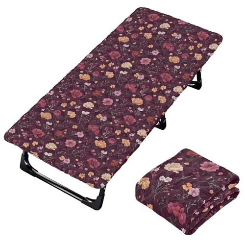Peach Flowers Peonies Burgundy Toddler Portable Bed Sheet Soft & Comfortable Cot Sheet for Toddler Floor Mattress for Kids Baby Travel 50' x 25' (Bed Not Included)