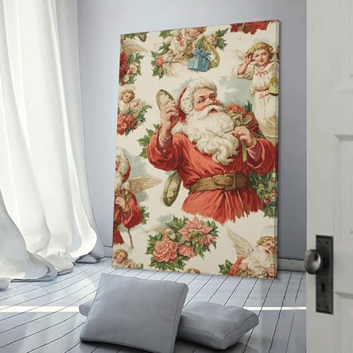 Tableau vintage anges et Père Noël pour une décoration de chambre pleine de souvenirs