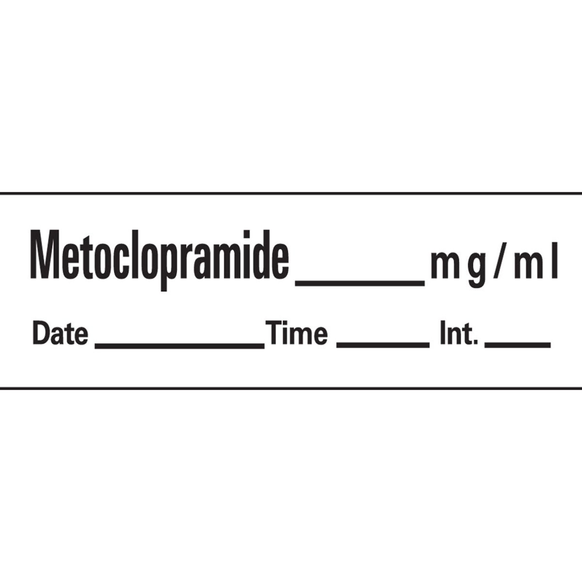 PDC Healthcare AN-17 "Metoclopramide mg/mL" Removable Anesthesia Tape with Date, Time and Initial, 1" Core, 1/2" Width, 500" Length, White