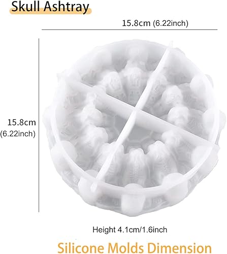 Miniatura 7 de Moldes de calavera para cenicero de resina, moldes de silicona de calavera de Halloween, moldes de silicona para resina epoxi, molde de caja de