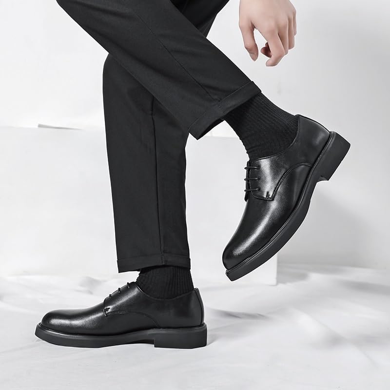 Mens Formal Shoes Lace Up Rubber Sole Slip Prom Plain Toe Wedding Waterproof Leather4