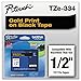 Brotheramp;reg; P-Touchamp;reg; - TZe Standard Adhesive Laminated Labeling Tape, 1/2w, Gold on Black - Sold As 1 Each - Perfect for Labeling File folders and Binders, Name Badges, and Small Signage.