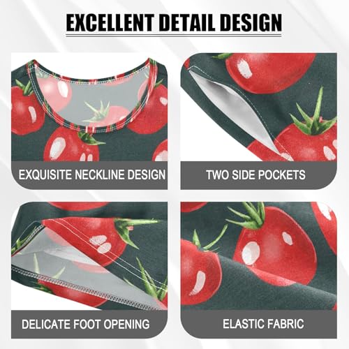 ALAZA Cherry Tomato Black Pajamas Set Short Sleeve Cotton Sleepwear Summer Pjs 2 Piece 5-14Y4