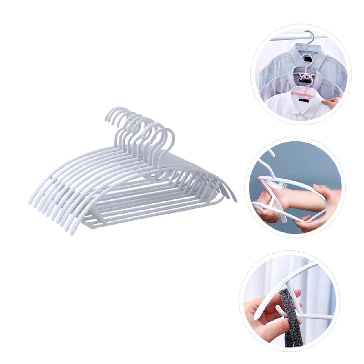 10 pezzi Grucce Bianche Antiscivolo per Abiti Ampie e Sagomate per Armadi e Guardaroba Design Salvaspazio con Spalle Contornate e Tacche Antiscivolo per Vestiti e Canottiere