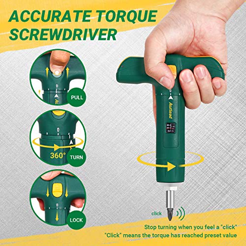 Torque Screwdriver, Adjustable T-shape Torque Wrench of Wide Range 15-75 Inch Pound in 1 Increment, 12 Pcs 1/4
