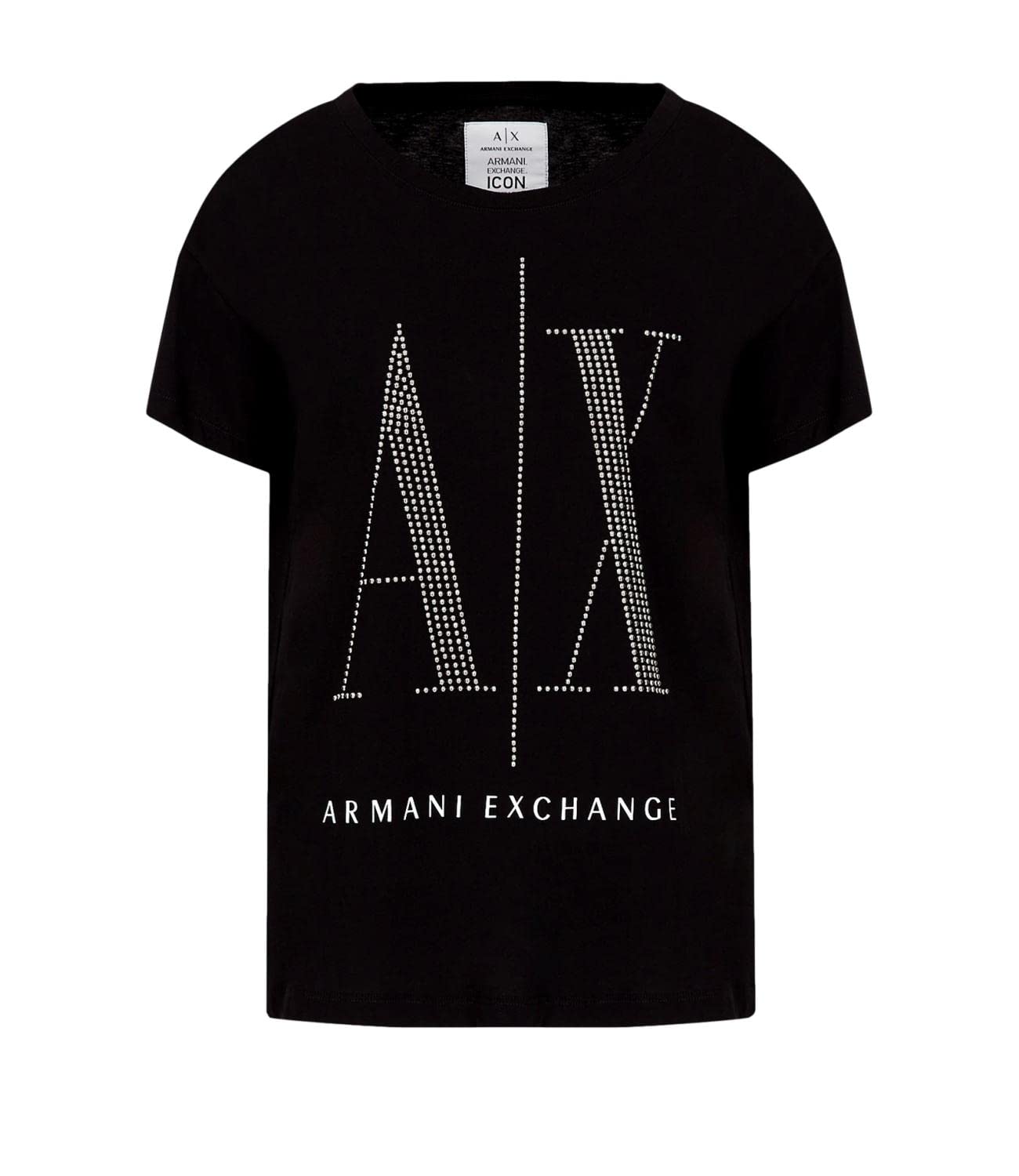 Armani Exchange Women's Black Official Store Regular Fit Jersey T-Shirt