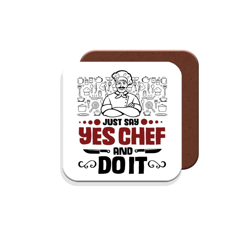 Muggz Coaster Gift For Chef/Cook - Just Say Yes Chef And Do It - Giftset - Made By In The Uk