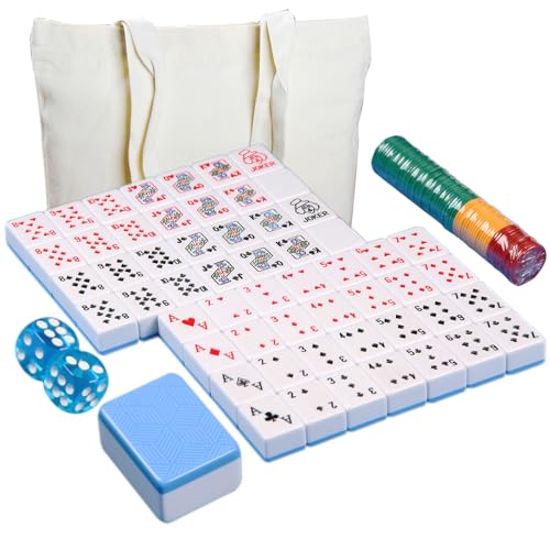 Set de 56 fichas de poker dominó azul grande