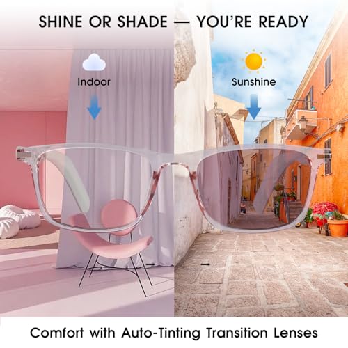 Image of AI Smart Glasses for Women with Stylish Rose-Gold Thin Temples | Real-Time Translation - 164 Languages, Color-Changing Lenses, Lightweight, Free App, Bluetooth Glasses for Travel Working