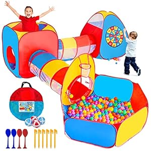 Kids Play Tent, 5 in 1 Pop Up Play Tunnel for Kid Toddler, Ball Pits Kid Tent Indoor Outdoor,Toys for 3 4 5 6Year Old Boys Girls, Birthday Party, LEAMBE