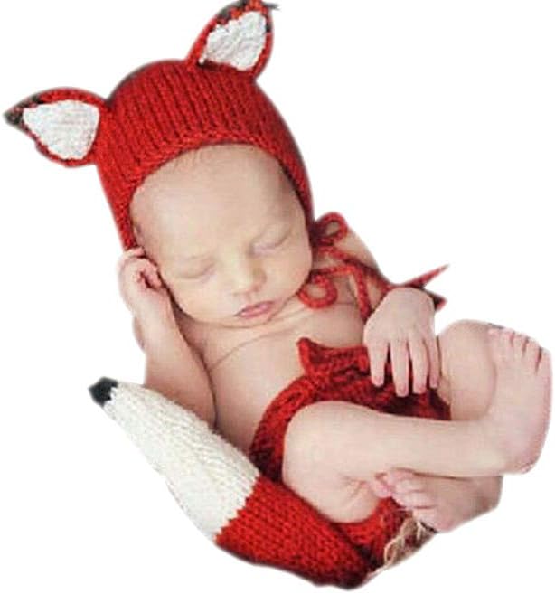 Baby Photography Props Girl Boy Photo Shoot Outfits Newborn Crochet Costume Infant Knitted Fox Hat Pants Photography Shoot, Multicolor, 0-3 Months
