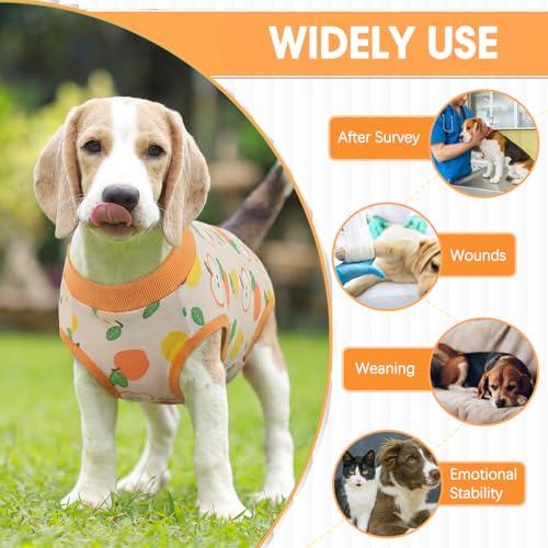 Image of BRKURLEG Small Dog Recovery Suit After Surgery Female Male, Back Zipper Spay Recovery Suit for Dogs & Cats, Anti-Licking Puppy Surgical Onesie for Abdominal Wound, Cone Alternative, Orange S