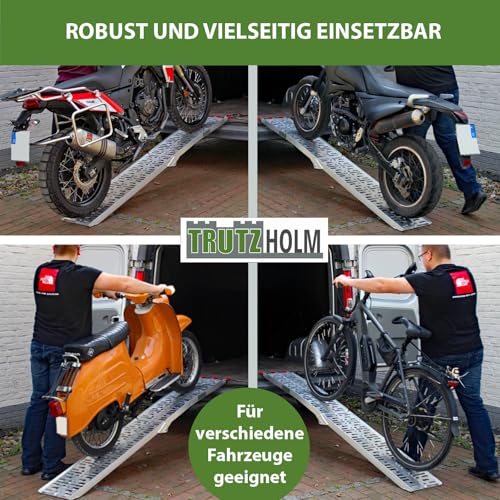 TRUTZHOLM Auffahrrampe klappbar 228 cm Tragkraft 340 kg Aluminium Rampe Faltbare Alu Verladerampen ATV Quad (1 x Rampe grau)