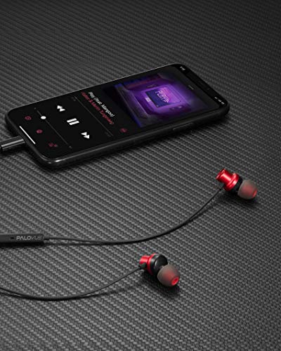 Image of PALOVUE Lightning Headphones Magnetic in-Ear Earphones MFi Certified Earbuds with Mic Controller Compatible iPhone 13 12 11 Pro Max iPhone X XS Max XR iPhone 8 P iPhone 7 P EarflowPlus Metallic Red