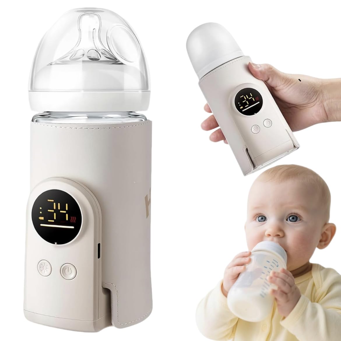 2026 Upgrade Portable Bottle Warmer for Travel,Comfortable Bottle Warmer on The go,Rapid Warming,Long-Lasting Warming up to 6-10H,Fast Charging Comfortable Baby Feeding