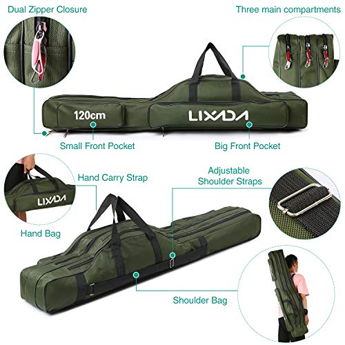 Lixada 3 Couches Sac de Canne à Pêche 90cm/120cm/150cm Canne Pliante Portable Étui de Transport Moulinet de Pêche Sac de… - Image 7