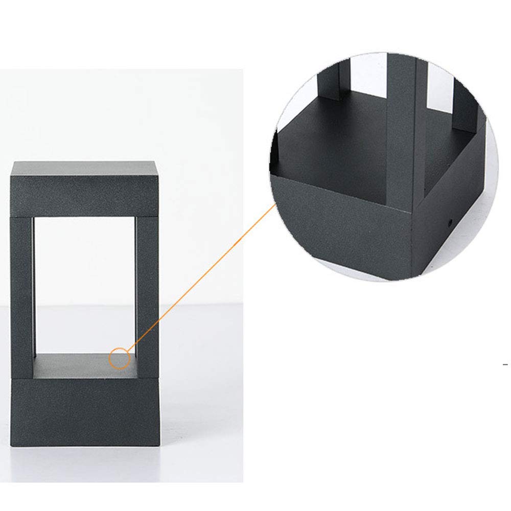 Lámpara de poste cuadrada simple moderna negra LED Acabado mate IP54 Linterna de poste impermeable Césped Jardín Decoración de pared Luz de pilar Material de aluminio fundido Lámpara de columna