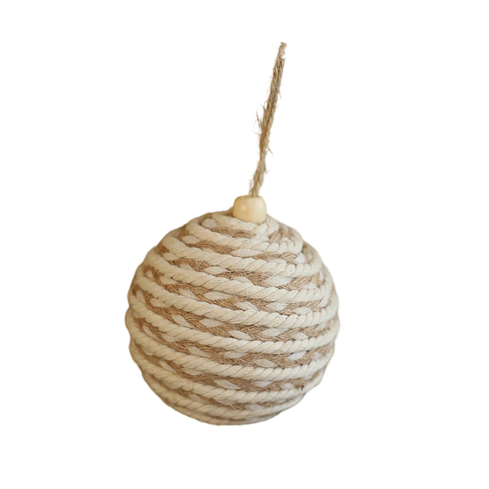Buxuaaaa D Natural Fiber Rope Holiday Orbs Hanging Ornament Natural Fiber Braide Foam Ball Christmas Tree Ecoration For Mantels Twine Rope Holiday Ball
