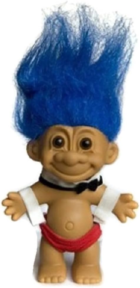 Russ Berrie My Lucky Male Stripper Troll Doll - Blue Hair