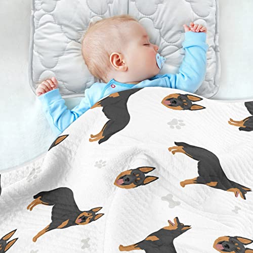 Image of Swaddle Blanket Bohemian Shepherd Dog Cotton for Infants, Receiving, Lightweight Soft Swaddling for Crib, Stroller, Nursery, 30X40 in