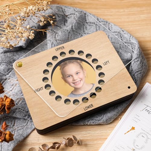 Baby Tooth fairy Keepsake Box Teeth Fairy Holder for Kids Wooden Keepsake Storage and Saver Box with 20 Teeth Receipt Cards Newborn Baby Birthday and Shower Gift Keeping The Child Memory