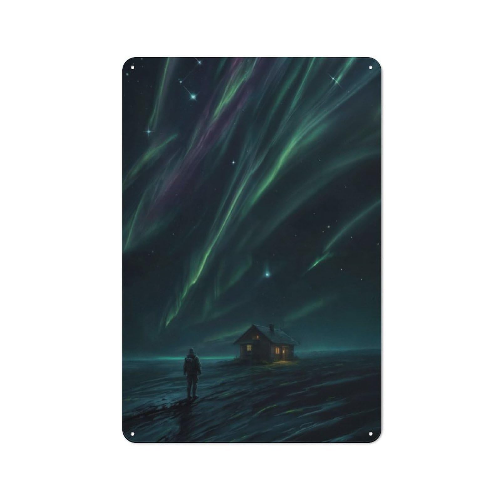 Junmoney Aurora Gazing Rustic Tin Wall Plaque 30X20cm For Home Bar Wall, For Vintage Wall Decor Fans, For Living Room And Hallway Decor