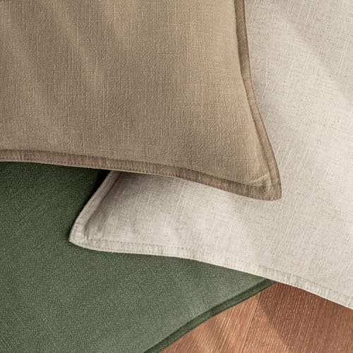 Image of 18x18 Inch Set of 2 Decorative Linen Solid Throw Pillow Covers Boho Accent Farmhouse Couch Pillowcases Modern Netural Home Decor for Couch Sofa Living Room Bed,Light Brown