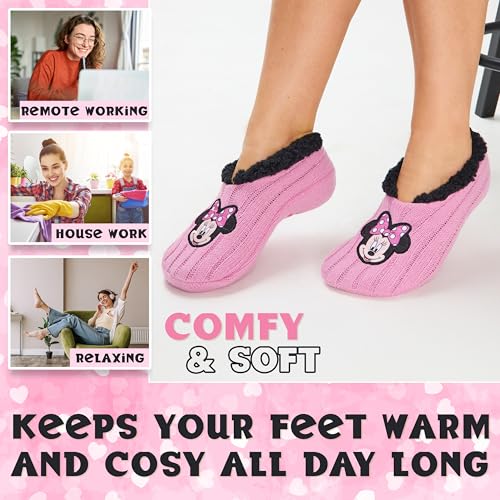 Disney Women's Ballerina Slippers with Sherpa Lining - Knitted Non-Slip House Shoes3