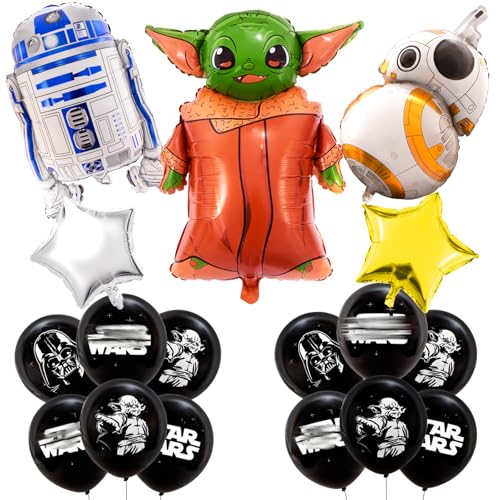 Ballons Star Wars pour fête d'anniversaire d'enfant - Lot de 19 pièces en aluminium et latex