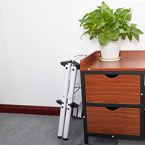 Dporticus Aluminum 2-Step Stool Folding Double Sided Step Ladder Anti-Slip Sturdy And Wide Pedal Ladder Capacity 250 Lbs #TOP4