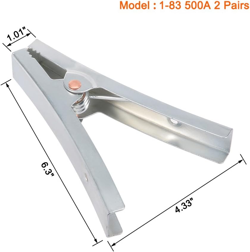 500A Enhanced Crocodile for Cars Booster Cable Clamps Car Battery Charger Clips Alligator Test Lead Clamps Red/Black Grips 2 Pairs (id: 5f8 d7f f12 b69 2fb