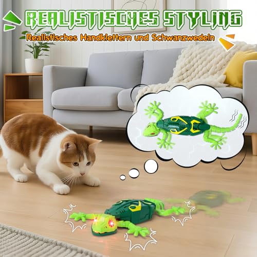 Charmofun Gecko Wandflitzer, Ferngesteuerter Gecko an der Wand Spielzeug, Mit Leuchtenden Led-Augen, Realistische Bewegungen, Interaktives Roboter Spielzeug Geschenk für Kinder ab 3 Jahren (Grün)