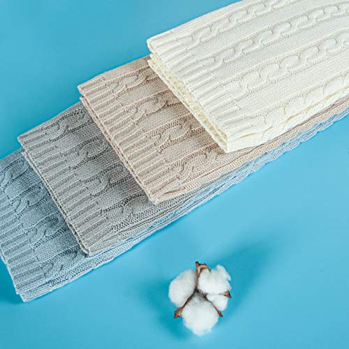 Image of NTBAY 100% Pure Cotton Cable Knit Toddler Blanket, Super Soft Warm Breathable 30x40 Baby Blanket for Crib, Stroller, Nursery, Travel, Newborn, 30x40 Inches, Apricot