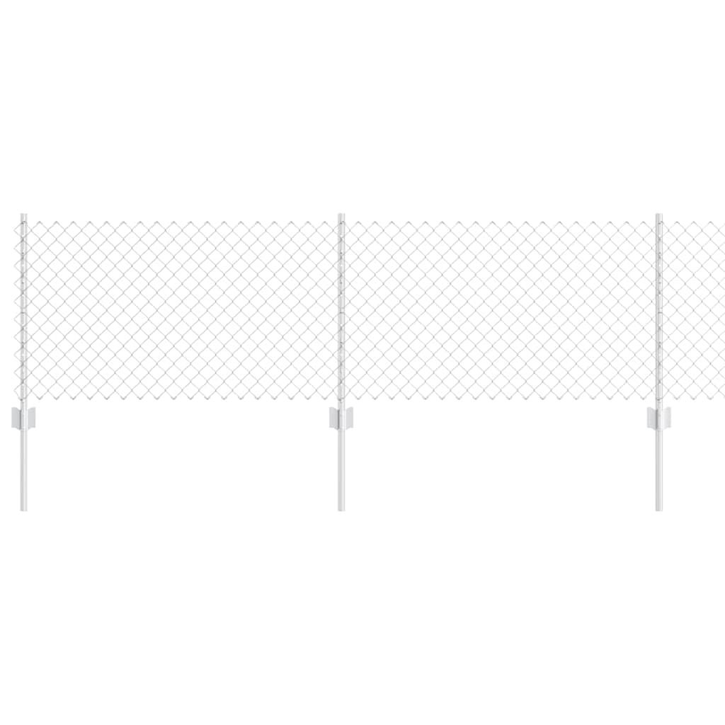 Steel Garden Fence Panel with Posts Silver 0.6 x 25 m Outdoor Privacy Screen for Boundary Patio Terrace Lawn Heavy Duty Easy Assembly UV Resistant
