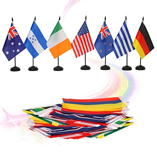 100 Countries Desk Flags,International Country Office Table Flag With Stand Base,World Countries On Every Continent Flag ,World Cup Sports Events International Festival,Solid Black Rod With 3 Hole Black Base. #TOP9