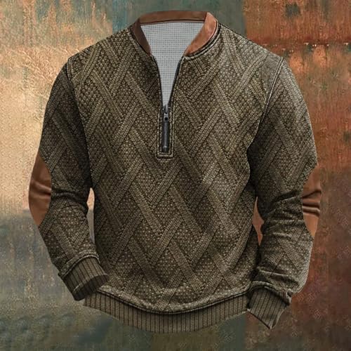 Quarter Zip Pullover Mens Sweatshirt Casual Long Sleeve Stand Collar Sweatshirts Polyester S-5Xl2