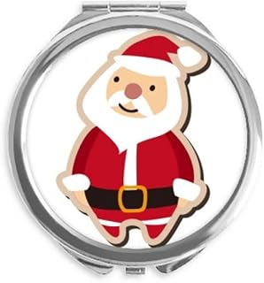 mas Santa Claus Cartoon Festival Hand Compact Mirror Round Portable Pocket Glass
