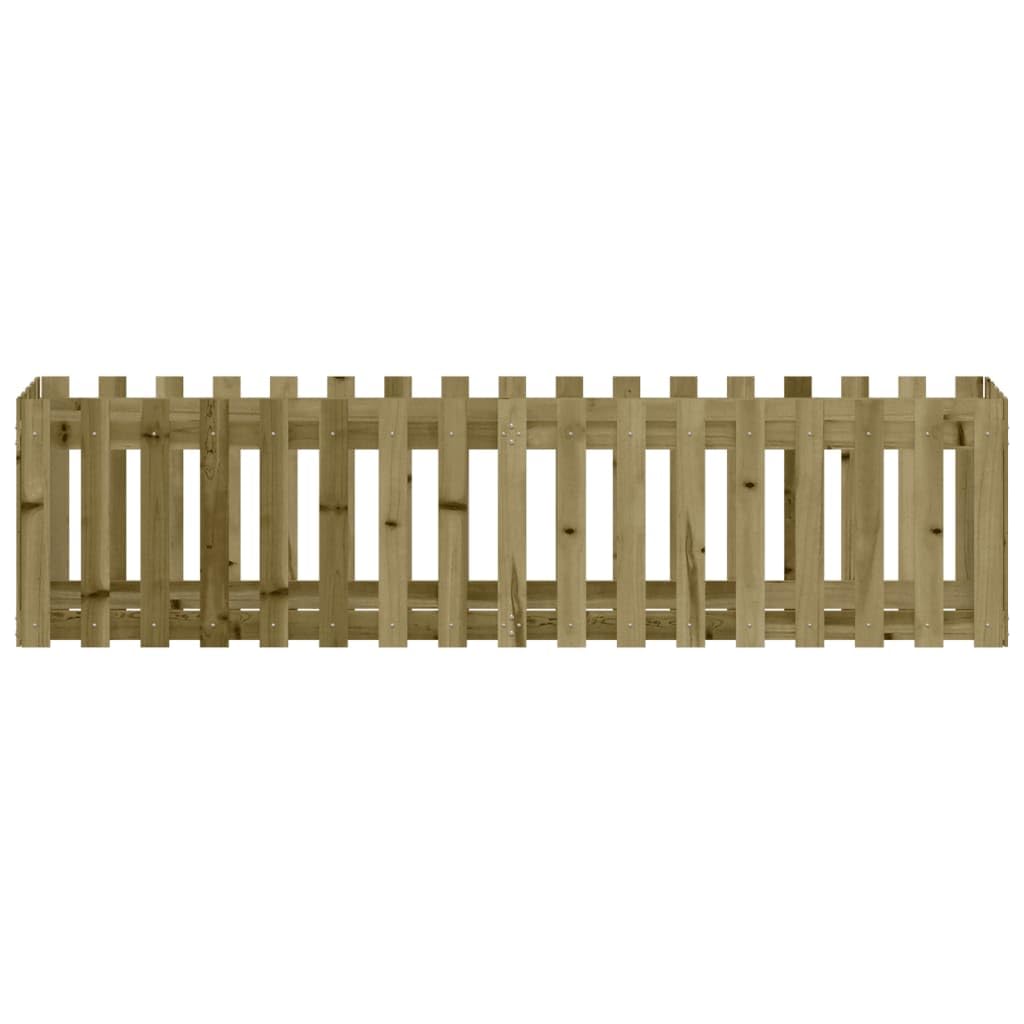 Bancal alto de 200 x 50 x 50 cm de pino a presión, moderno diseño de valla resistente y duradero para balcón, jardín y bancal elevado