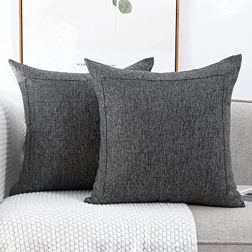 Jepeak Burlap Linen Throw Pillow Cover Cushion Case, Farmhouse Modern Decorative Solid Square Pillow Cover For Sofa Couch Livingroom Home Decoration (20 X 20 Inches, Charcoal Grey) #TOP3
