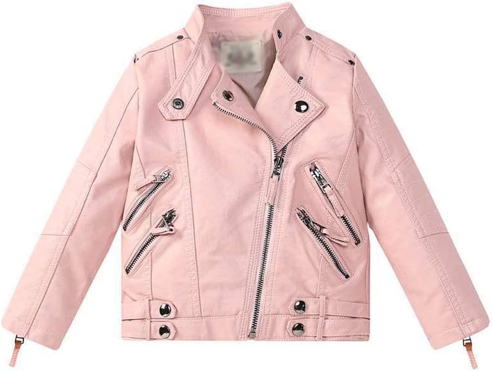 ZHCWT Boy leather jacket PU Loose Diagonal Zipper Turn-Down Collar Tops Boys Girls Spring Clothes (Color : C, Size : 90cm)