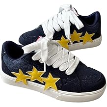 Zapatilla Fashion Star para mujer con cordones en la parte inferior - Zapatos de paseo c&oacute;modos e informales con estampado de estrellas de moda
