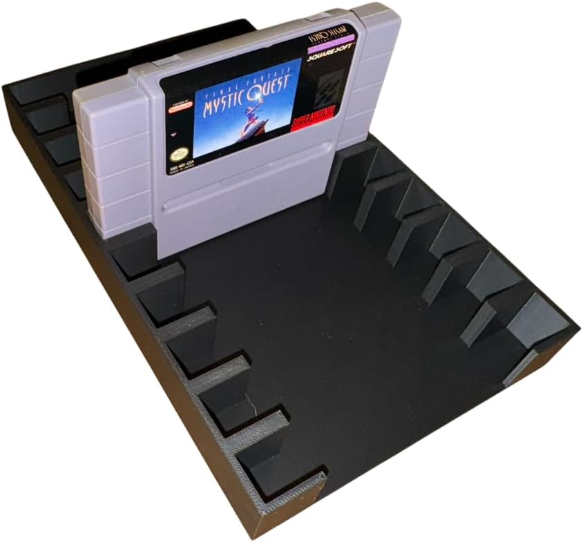 Game Cartridge Holder Display Tray - Compatible with Super Nintendo (SNES) Cartridges, Holds 10 - Retro Gaming Storage Organizer