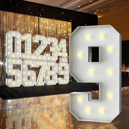 3FT Marquee Light Up Number,Marquee Numbers 3 Feet Tall, Large Led Sign for Baby Shower,Party,Birthday Decorations,Graduation,Prom(Number 9)