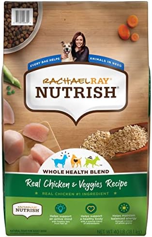 Rachael Ray Nutrish Premium Natural Dry Dog Food, Real Chicken & Veggies Recipe, 40 Pounds (Packaging May Vary)